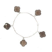 Sterling Silver Smoky Quartz Clover Bracelet